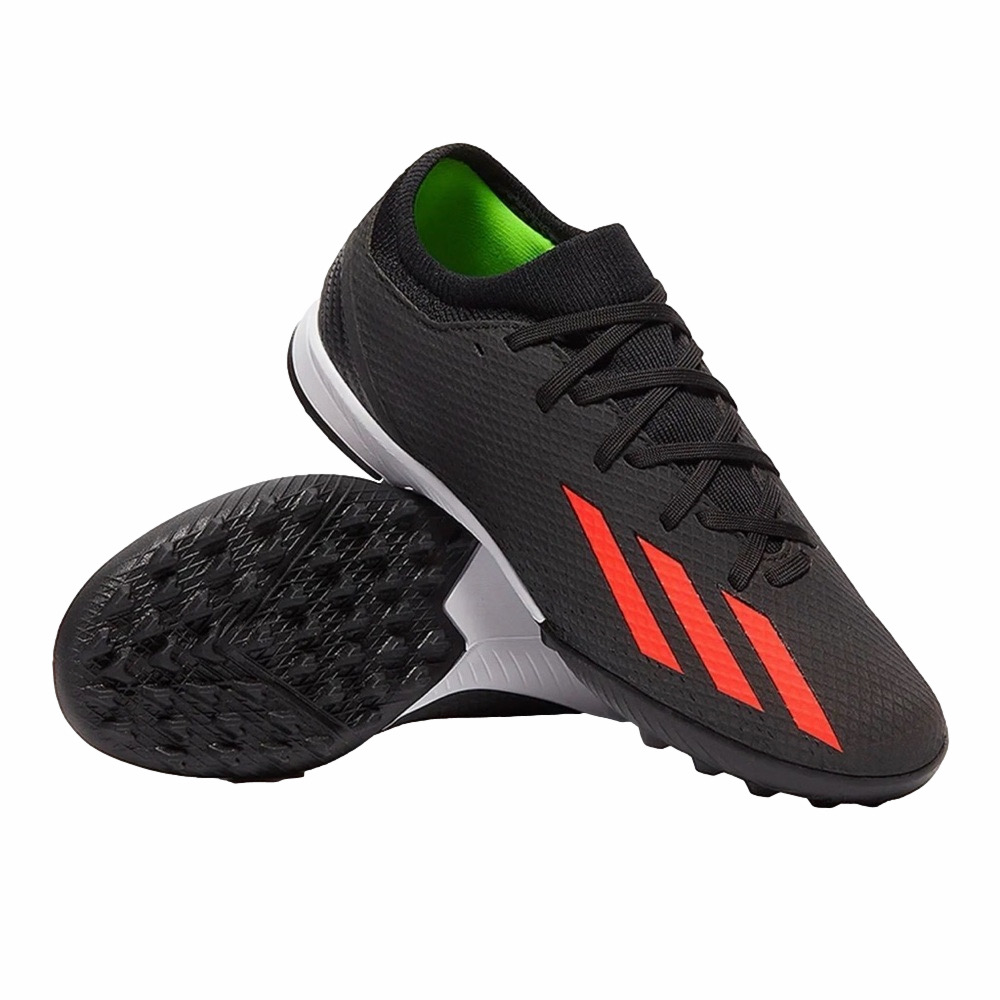 Adidas Black Soccer Turf Cleats Shoes Red Stripes Lime Youth Unisex Kid Size 4.5